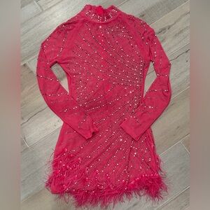 Pink Beaded Long Sleeve Dress